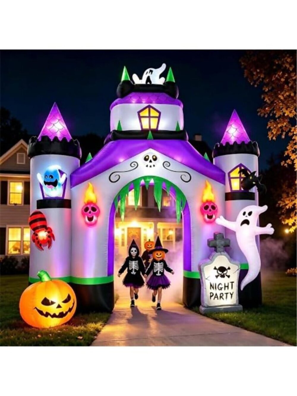 12.3 Ft Giant Halloween Inflatable Haunted House Castle Archway